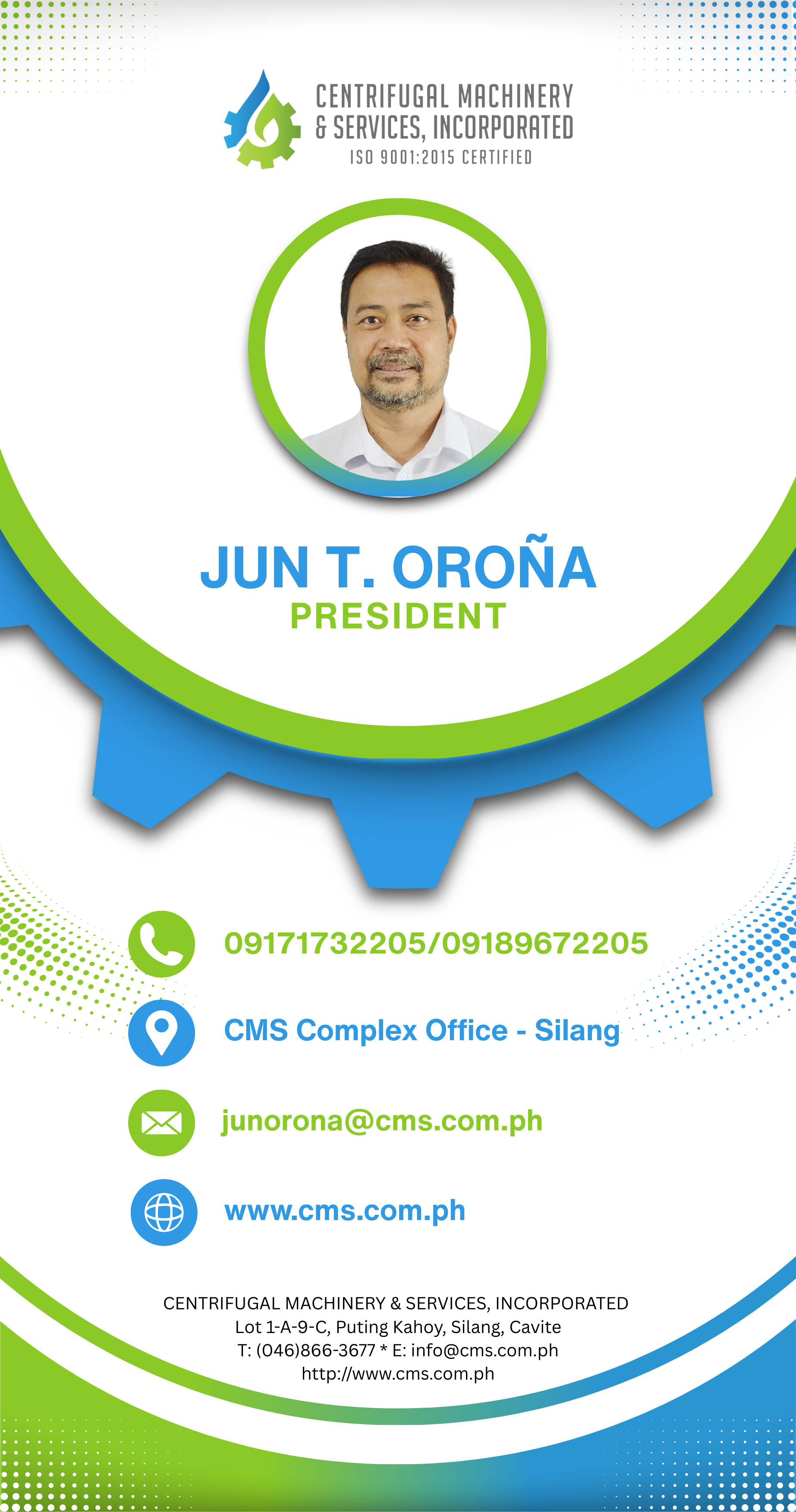 JUN T. OROÑA - President, Centrifugal Machinery & Services, Inc.
